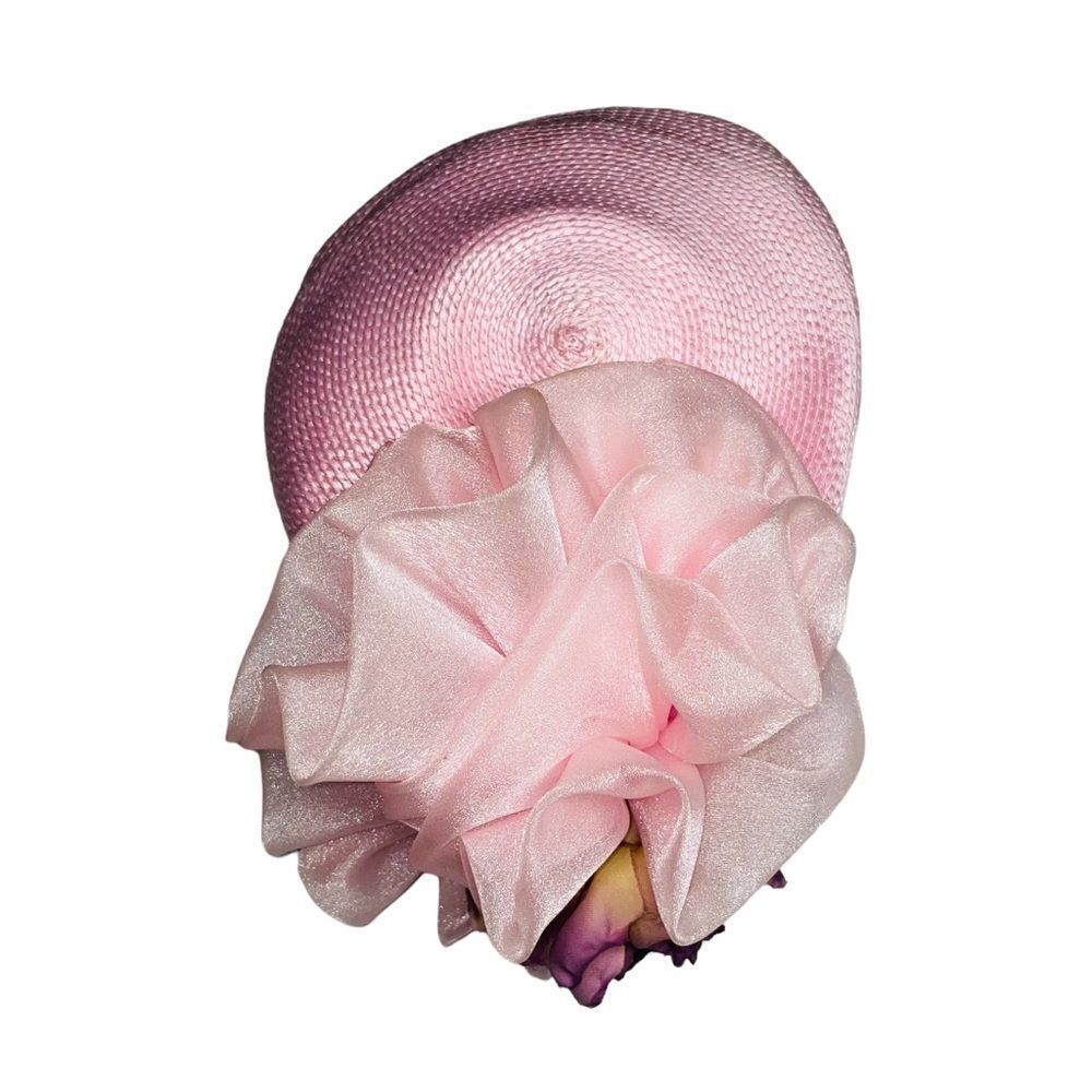 Vintage Bellini Pink Floral Church Derby Wedding Hat